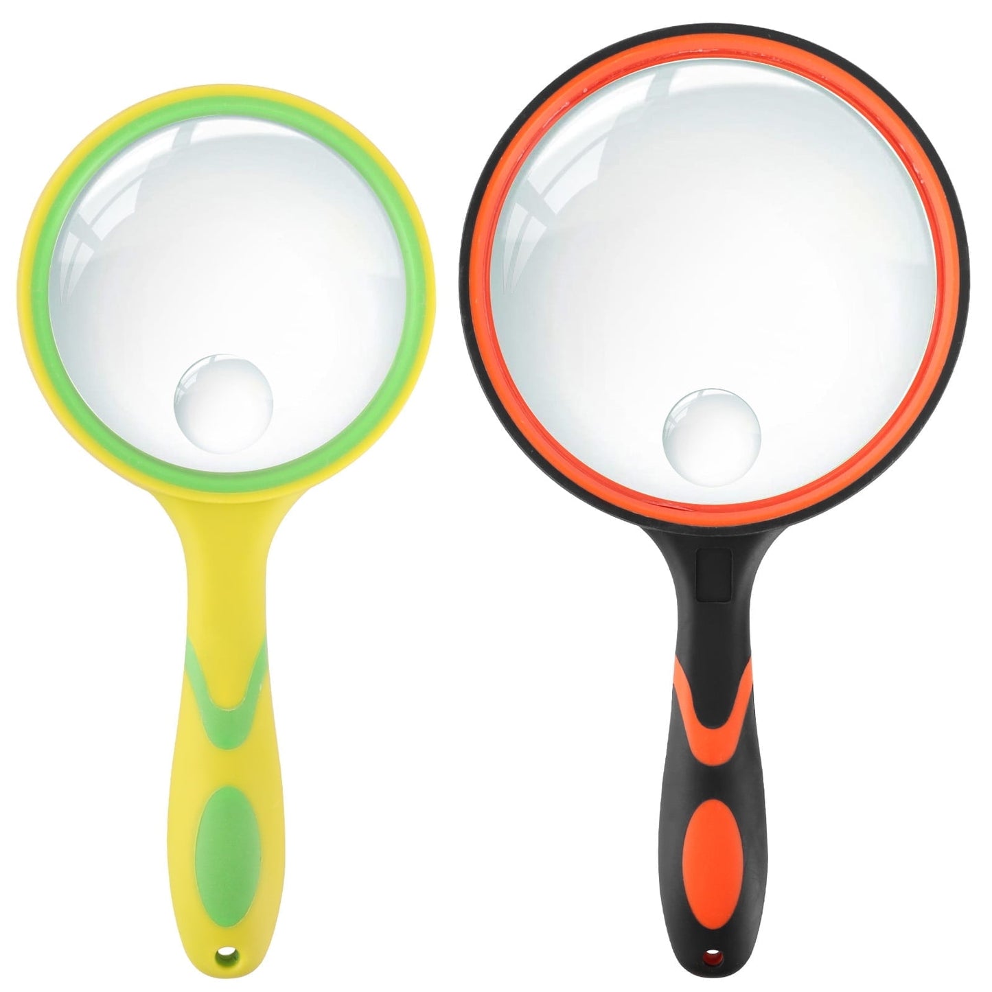 Nazano 2 Pcs Magnifying Glass, Large Handheld Magnifier Magnafying, Non-Slip Rubber Handle for Handheld Seniors Reading & Children Science/Explore