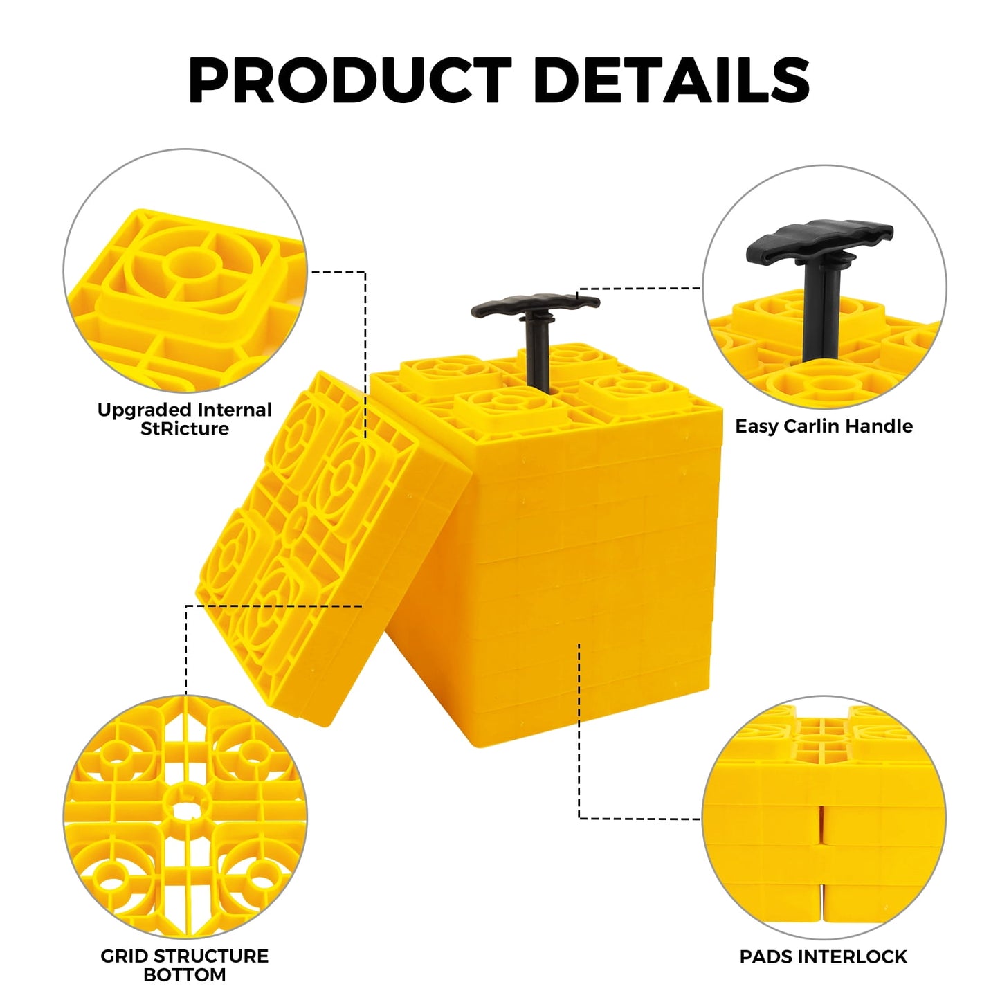 Aiqeek RV/Camper Leveling blocks, 10 Packs Rv Accessories-Interlocking Design for Custom Height-with Carrying Storage Bag and Handles