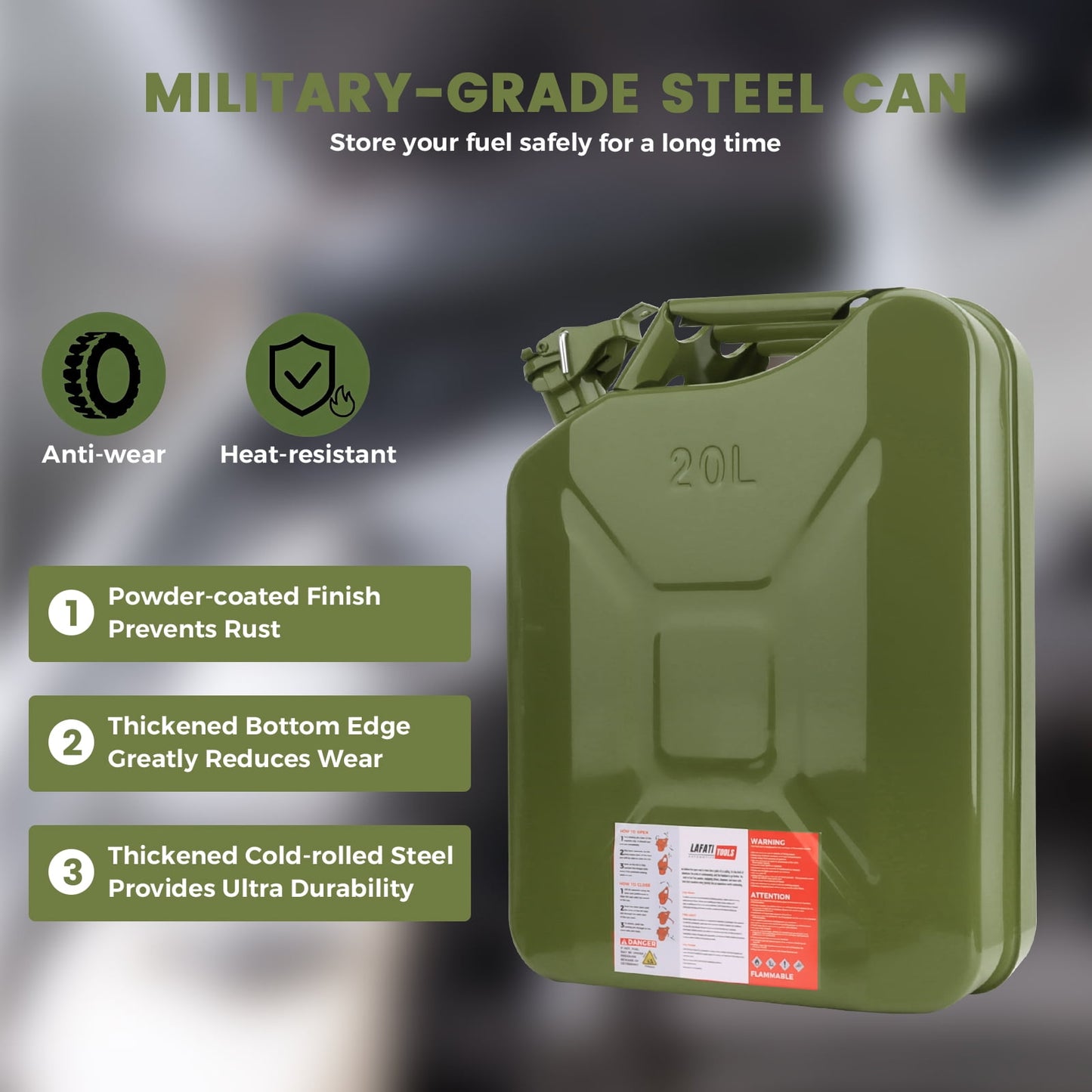 5 Gallon 20L Metal Gas Tank Can (US Stardard) Gas Can Power Emergency Backup Tank with Flexible Spout Yellow