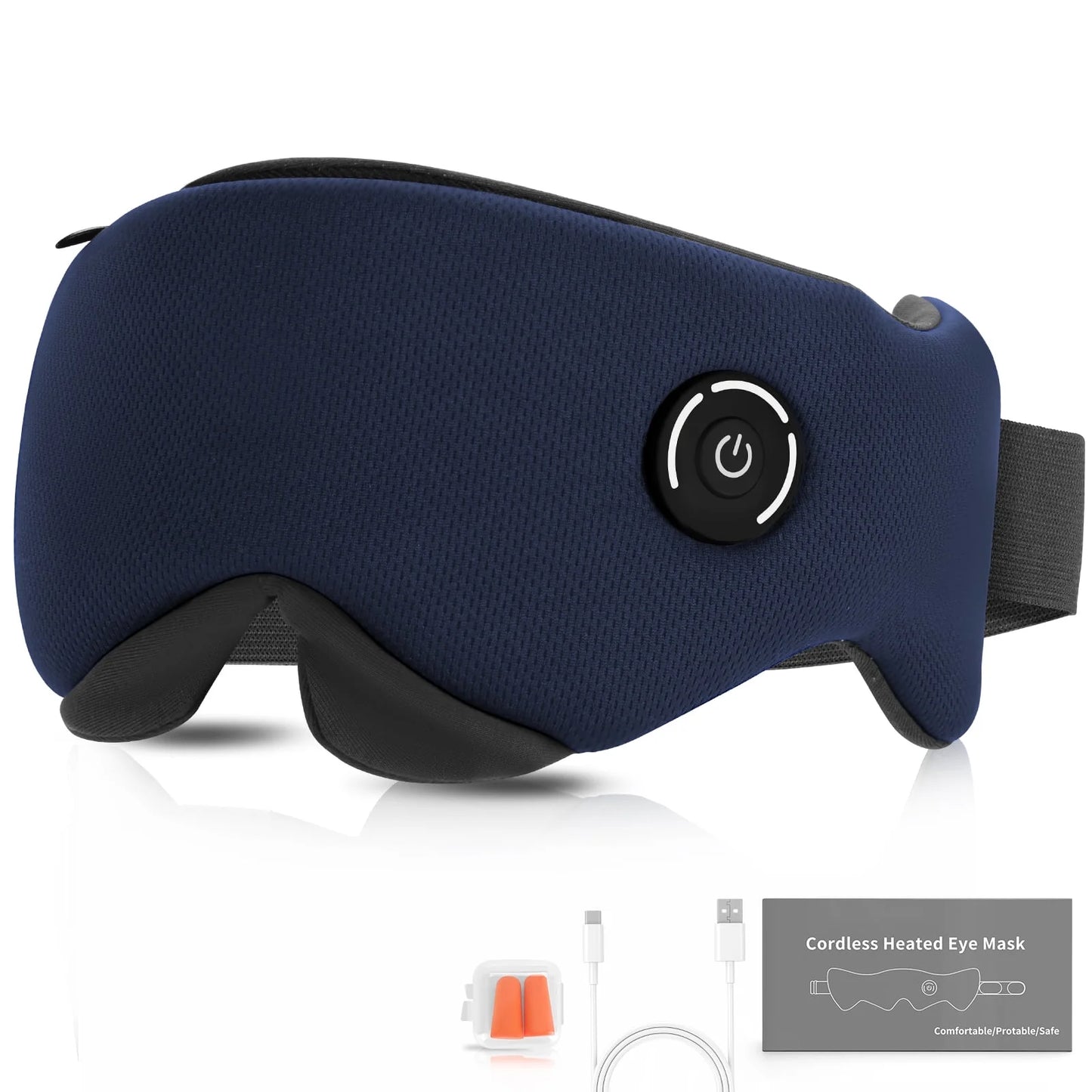 Heated Eye Mask - Silk Cordless Eye Mask for Dry Eyes,USB Electric Eye Heating,Washable Eye Mask and with Replaceable Shell,FSA HSA Eligible, Eye Relief, Improved Sleep(Blue)