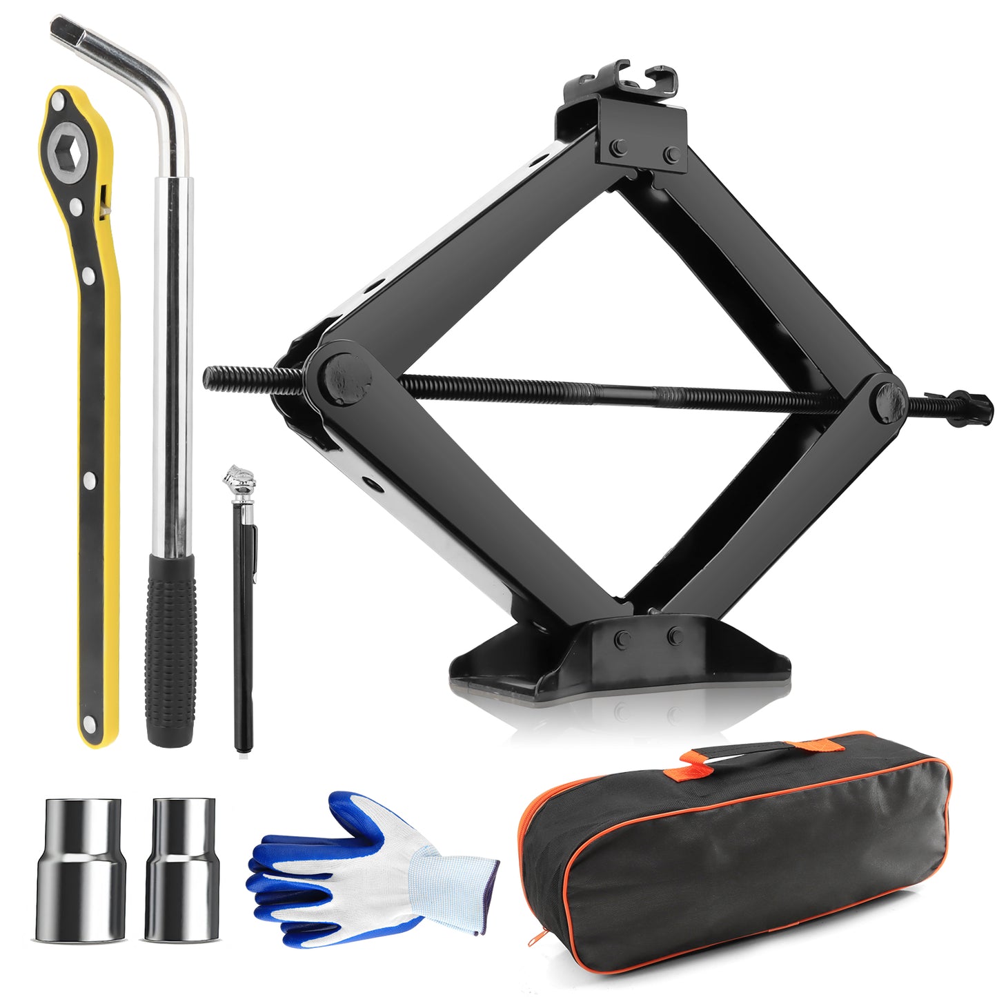 Car Jack Kit Scissor Jack for Car 3 Ton (6610 lbs) Tire Changing Kit with Lug Wrench Car Emergency Kit for Car SUV MPV