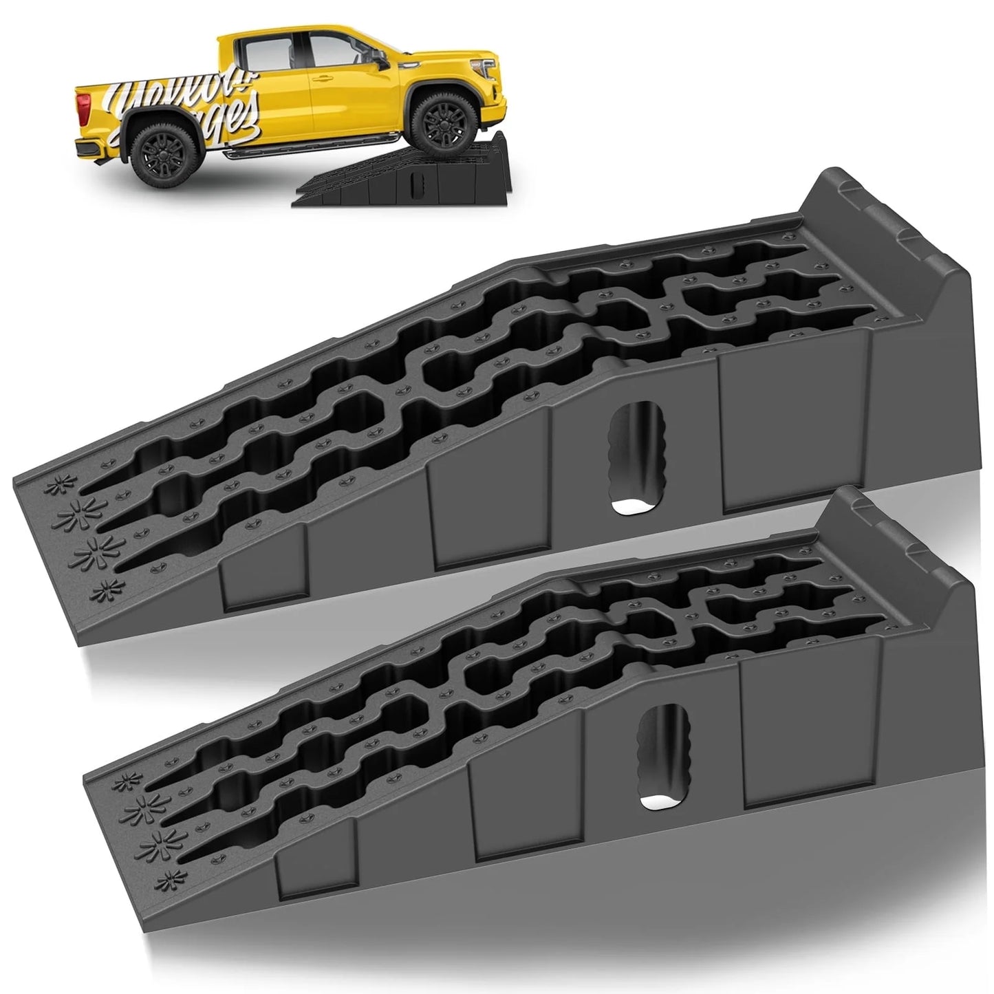 Lafati Vehicle Ramp Set of 2 Universal Drive-On 2-Stage Incline Ramps, 2Ton (4500 lb) Lifting Capacity, Nestable & Portable Auto Service Ramp
