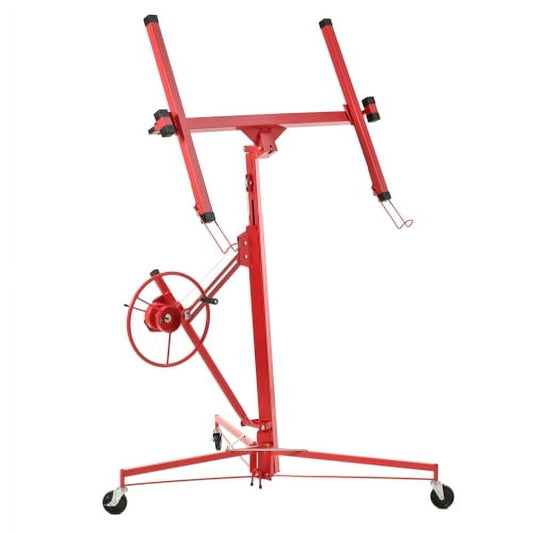 16 FT Drywall Lift Panel Rolling Hoist Jack Lifter Sheetrock, Drywall Lifting Construction Tools Caster Wheel with Adjustable Telescopic Arm, 16"