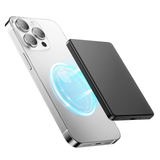 5000mAh Magnetic Portable Charger, Ultra-Thin 3 in 1 Magnetic Wireless Charger for iPhone 12-16/Pro/Pro Max, iWatch 10/SE/9-2, AirPods 2/3-Black