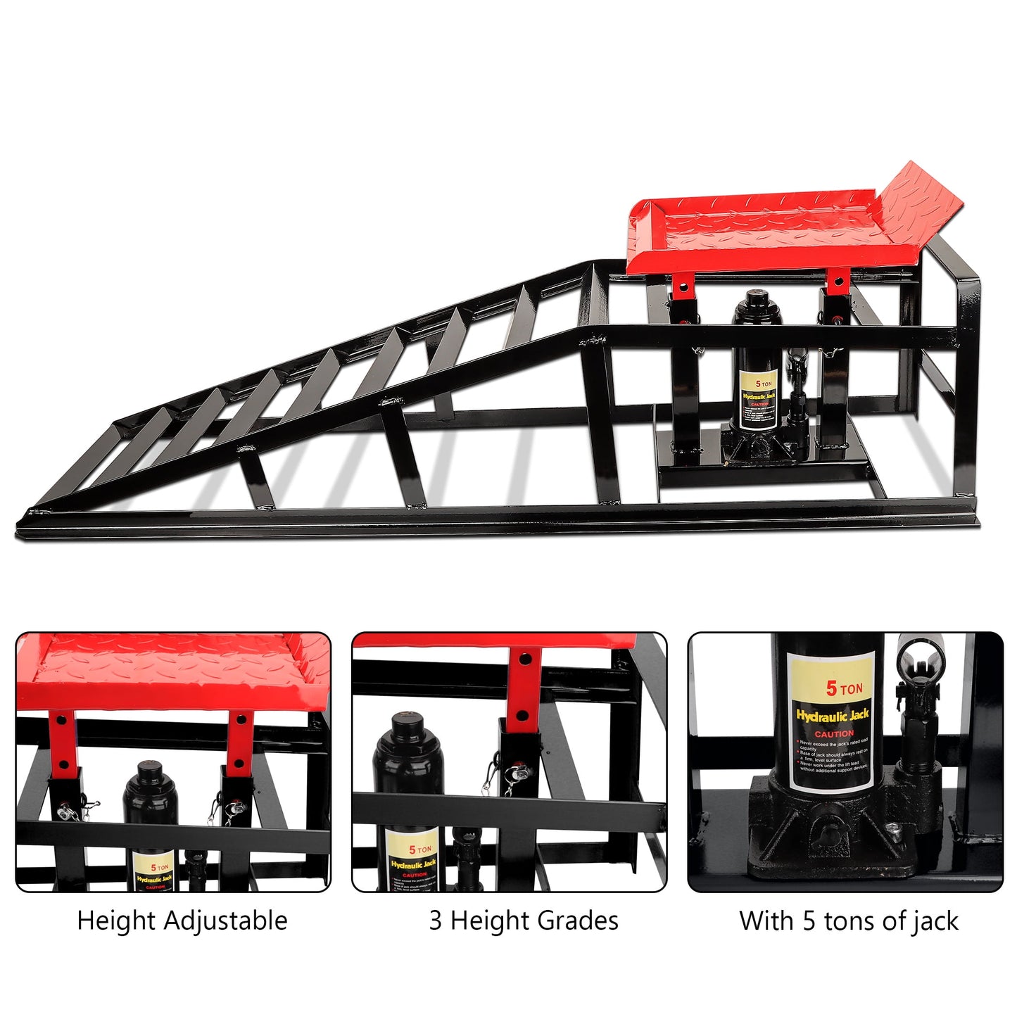 Lafati 2PCS 5T 11000lbs Hydraulic Car Ramps, Heavy Duty Hydraulic Vehicle Ramps Lift Ramp, Portable Car Ramps for Oil Changes, Car Lifts for Home Garage, Vehicle Auto Garage Repair