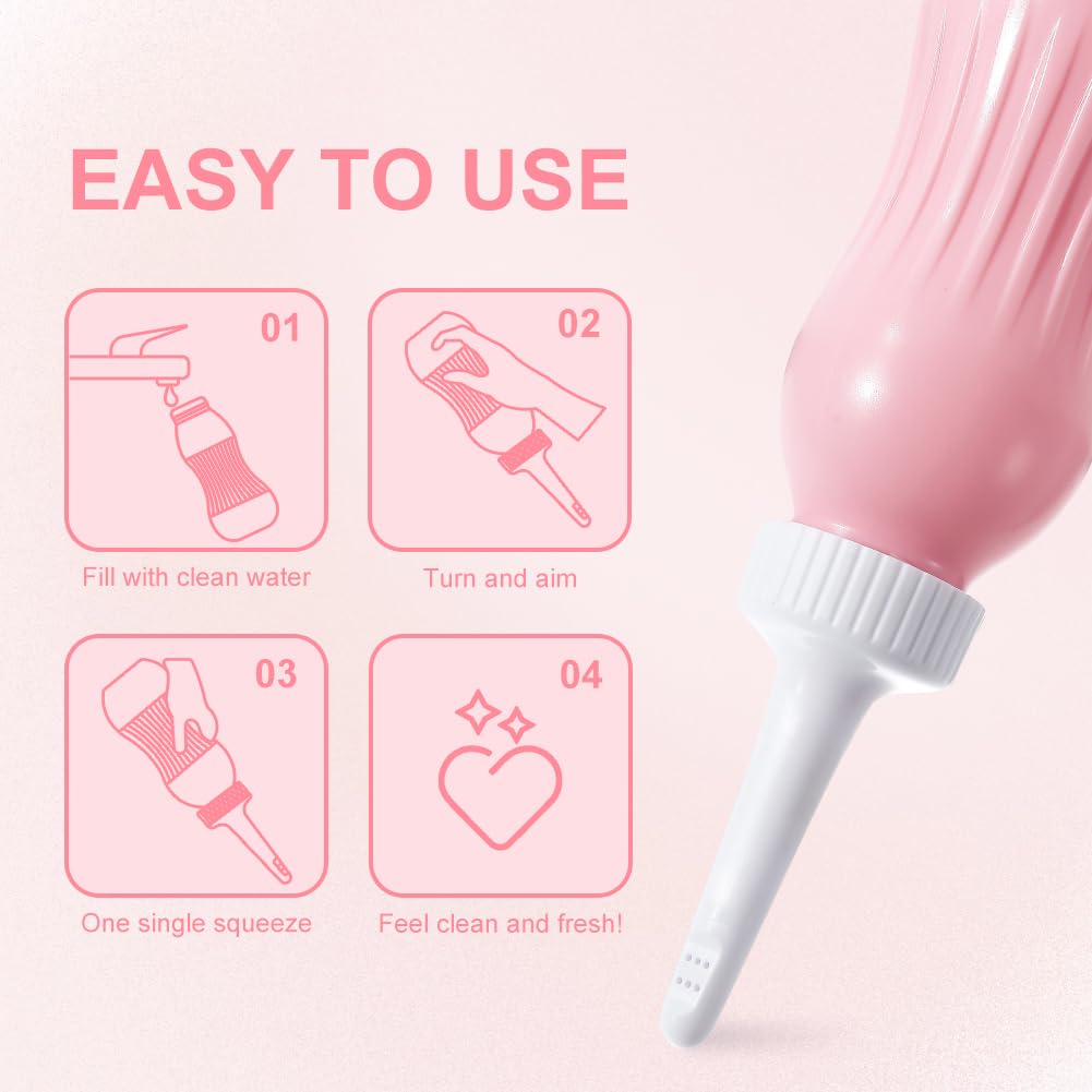 Lafati Outdoor Portable Bidet Sprayer, 17OZ (500ML) Large Capacity Handheld Personal Travel Bidet Kit with Travel Bag for Toilet Self Cleaning Pink