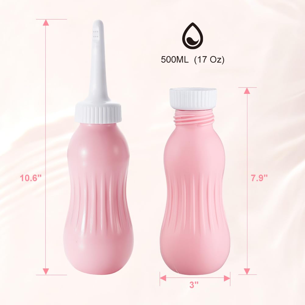 Lafati Outdoor Portable Bidet Sprayer, 17OZ (500ML) Large Capacity Handheld Personal Travel Bidet Kit with Travel Bag for Toilet Self Cleaning Pink