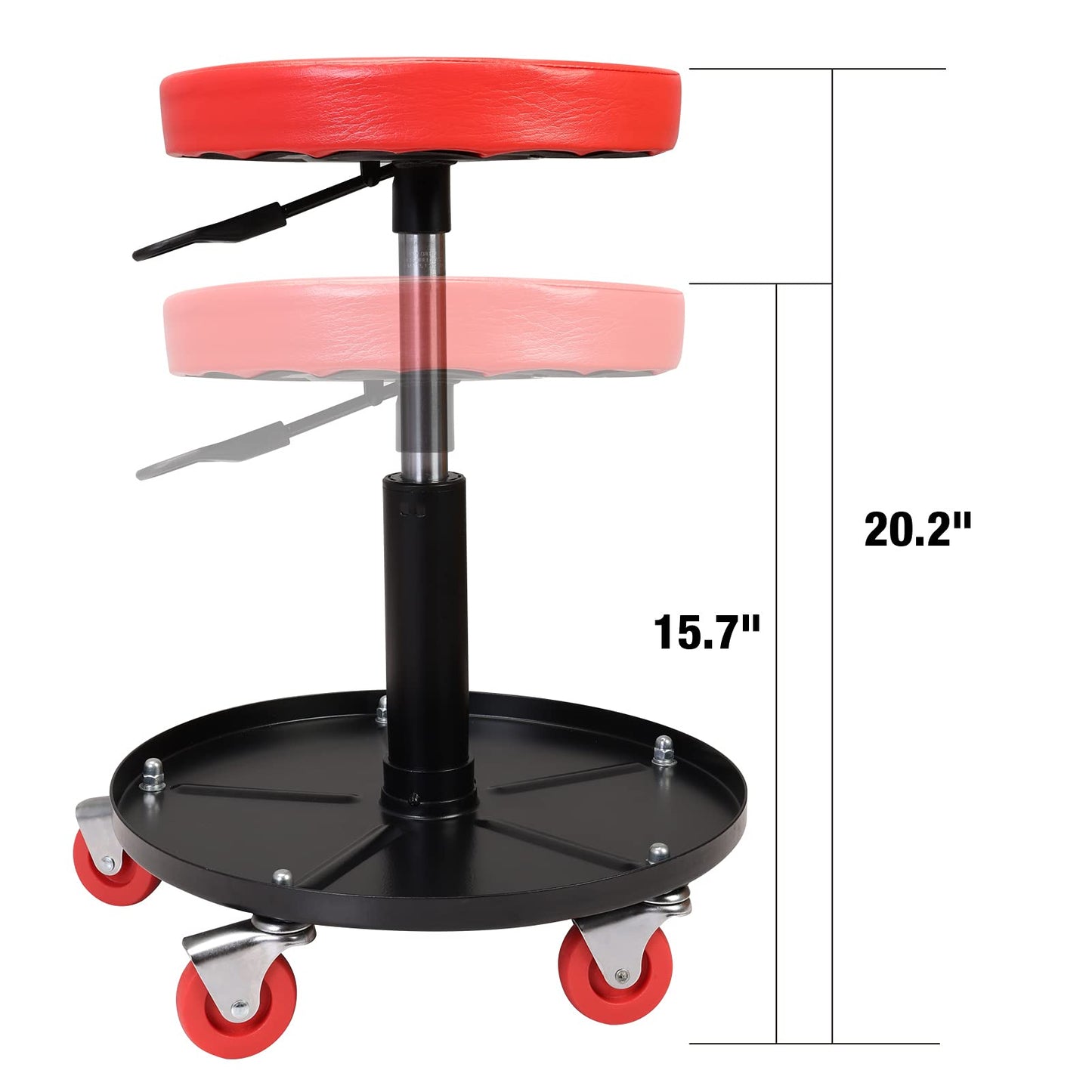 Lafati Rolling Mechanics Seat, 300 LBS Capacity, Heavy-Duty Pneumatic Adjustable Garage Stool with Tool Tray Storage