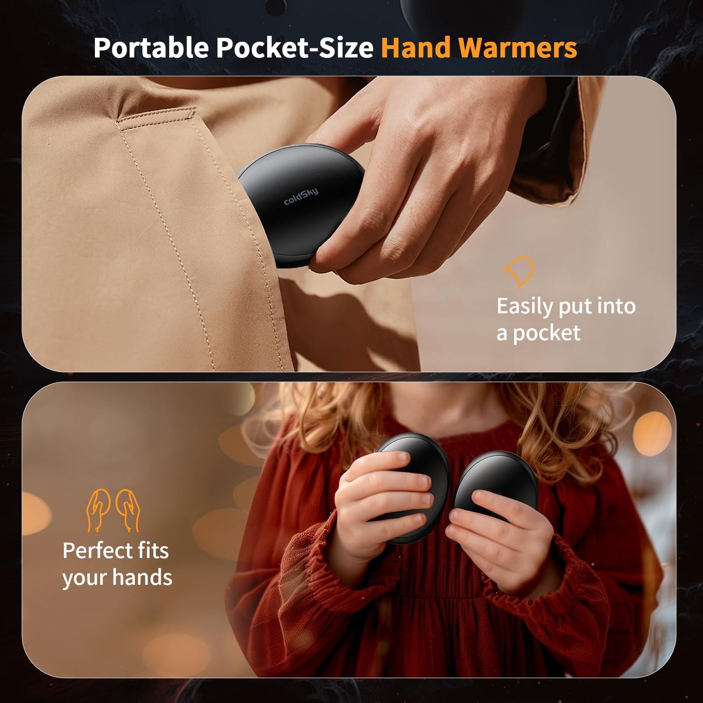 Hand Warmers Rechargeable 2 Pack, Magnetic Electric Hand Warmer with Digital Display, 3 Heating Levels, 4000mAh Portable Pocket Heater for Outdoor Activities, Winter Gifts