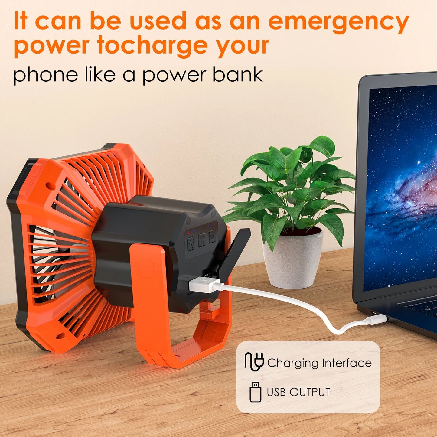 Camping Fan with LED Lantern, 10000mAh Rechargeable Portable Tent Fan with Remote Control, Power Bank, 180°Head Rotation, Perfect Quiet Battery Operated USB Outdoor Fan for Picnic, Barbecue