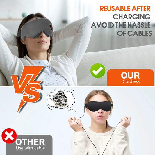 Heated Eye Mask - Silk Cordless Eye Mask for Dry Eyes, USB Electric Eye Heating, Washable Eye Mask and with Replaceable Shell, FSA HSA Eligible, Eye Relief, Improved Sleep(Grey)