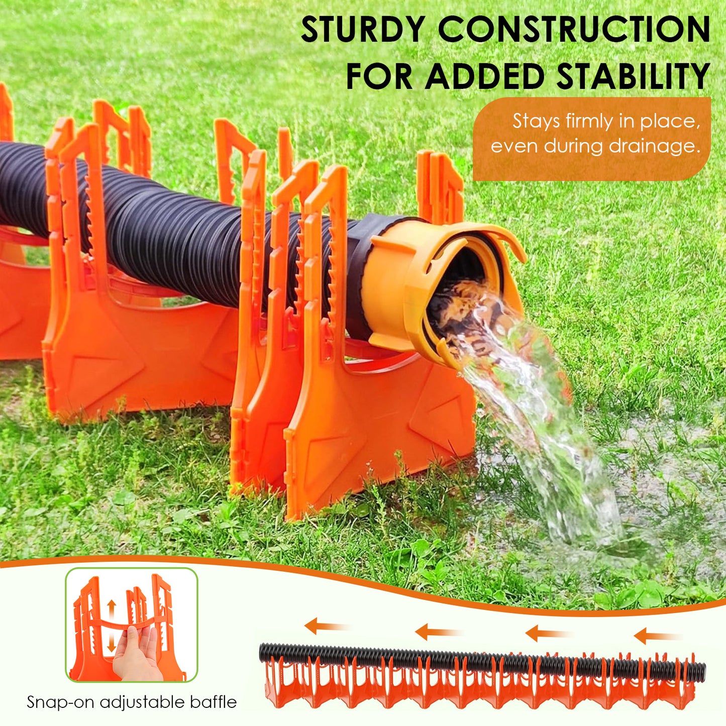 RV Sewer Hose Support - Orange, Heavy Duty Plastic - 10-Foot