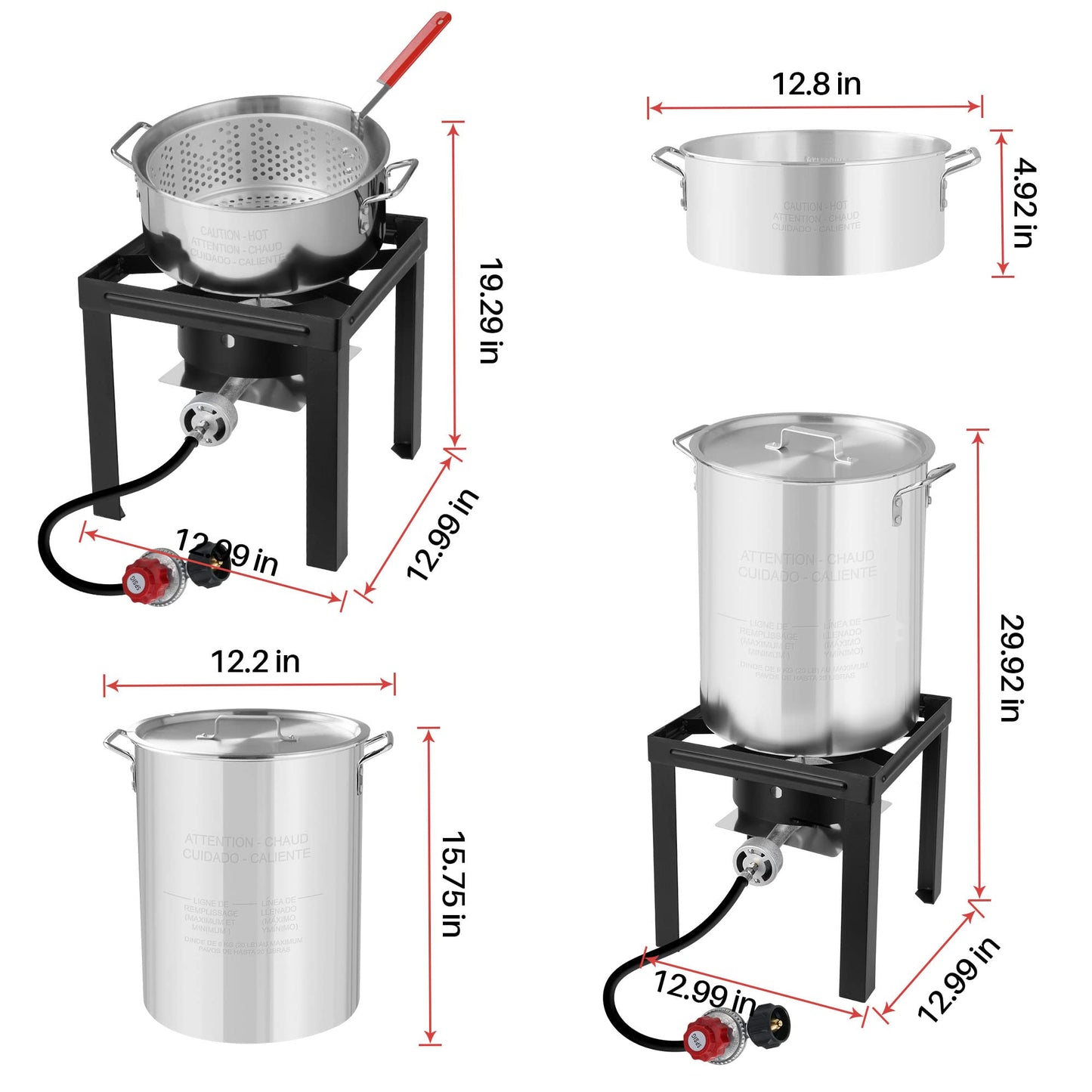 Propane Outdoor Turkey Fryer Set Seafood Boiler Kit with 55000 BTU Gas Burner and Heavy Duty Steel Frame