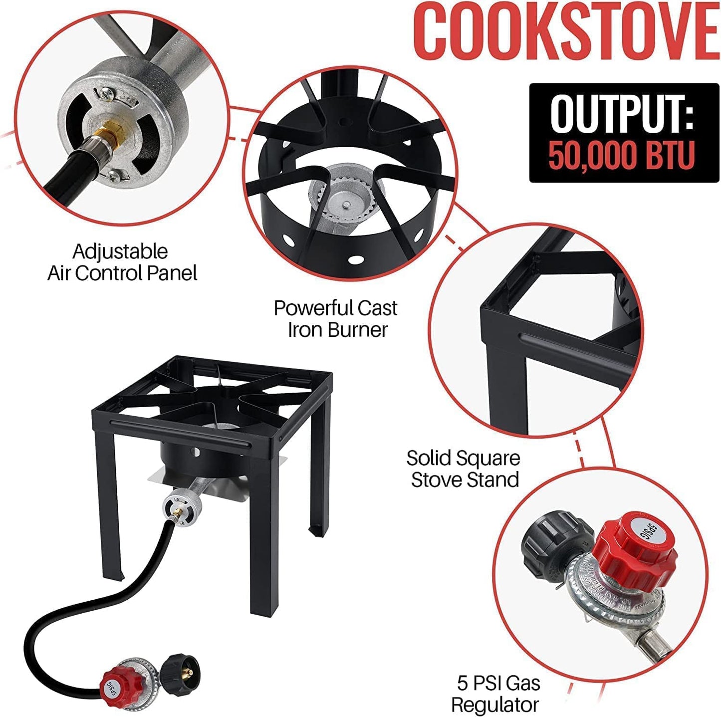 Propane Outdoor Turkey Fryer Set Seafood Boiler Kit with 55000 BTU Gas Burner and Heavy Duty Steel Frame