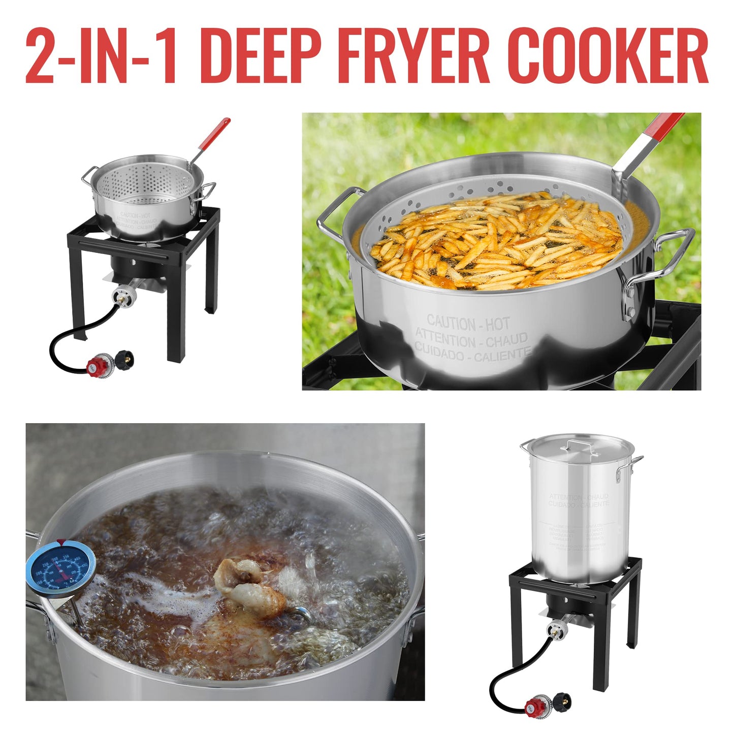 Propane Outdoor Turkey Fryer Set Seafood Boiler Kit with 55000 BTU Gas Burner and Heavy Duty Steel Frame