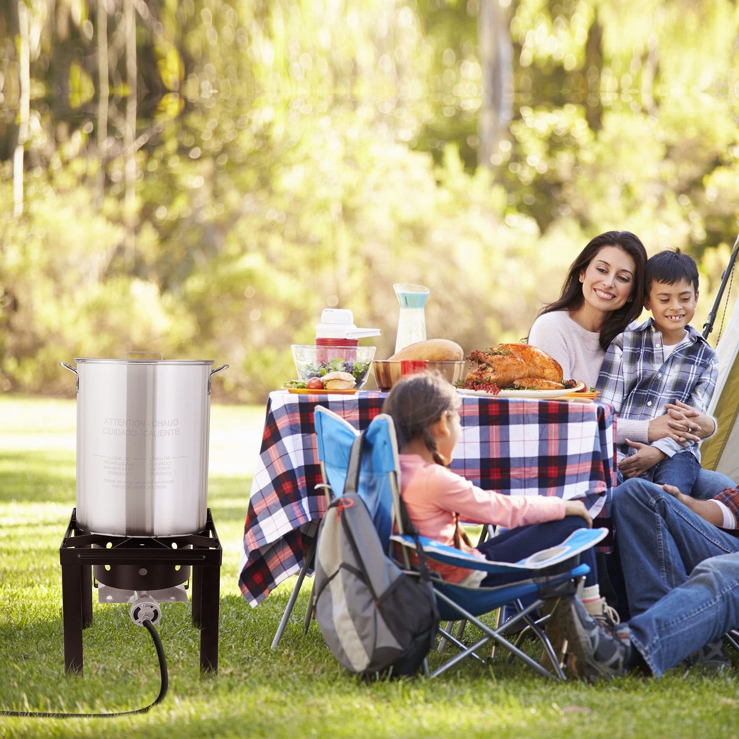 Propane Outdoor Turkey Fryer Set Seafood Boiler Kit with 55000 BTU Gas Burner and Heavy Duty Steel Frame