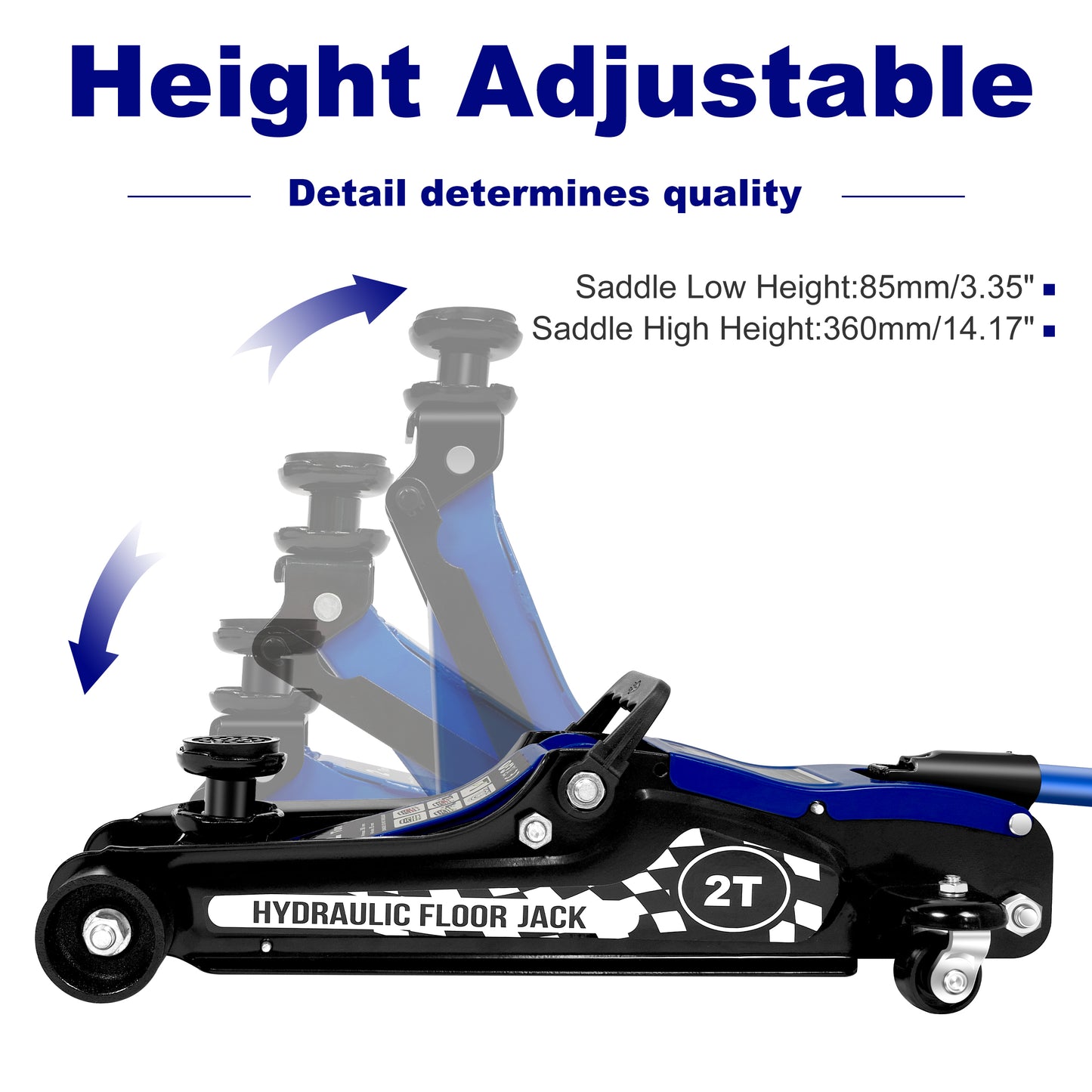Floor Jack,3Ton/6600lbs Low Profile Floor Car Jack,dual Piston Quick Lift Pump,Lifting Range 75mm/2.95"-460mm/18.11",Blue