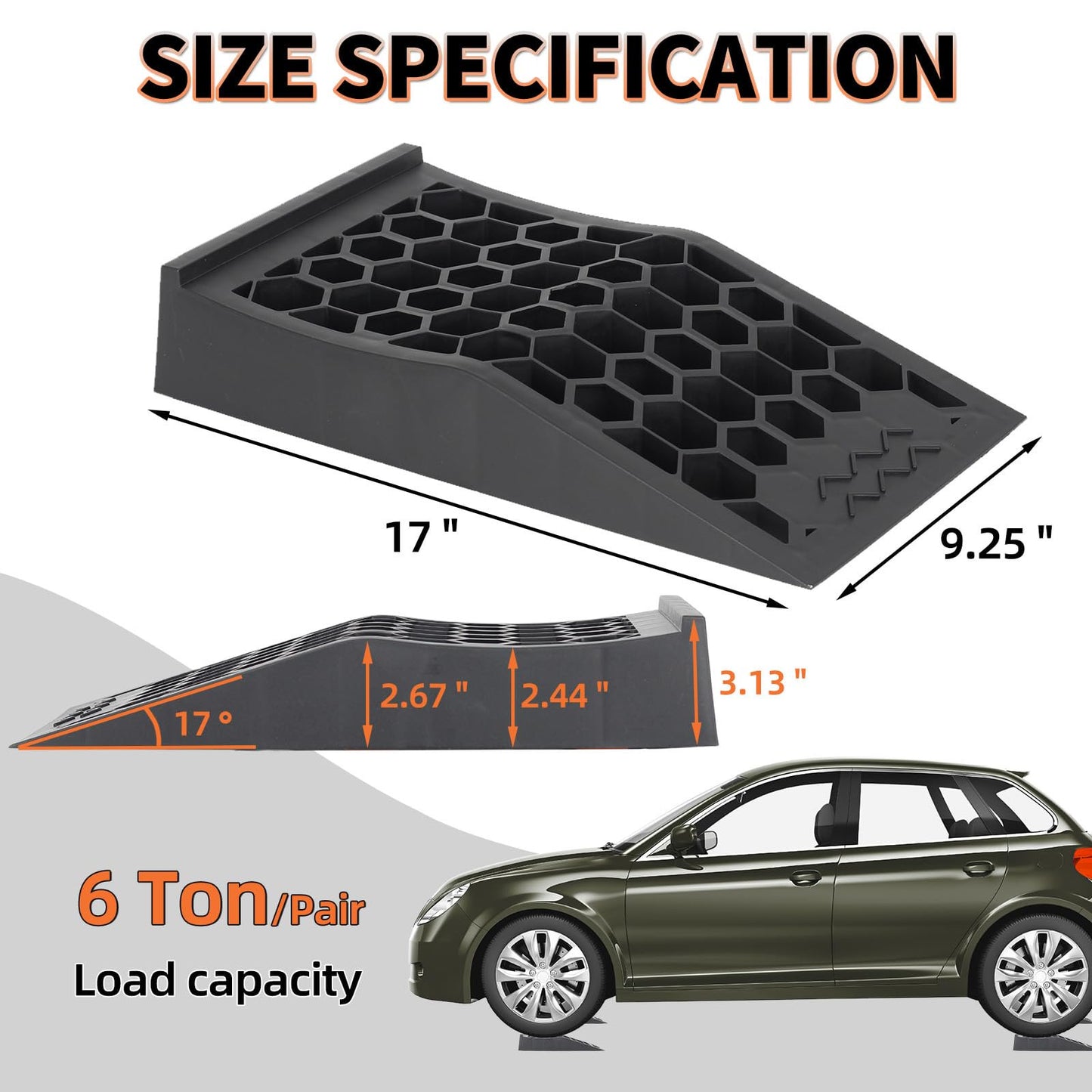 Car Ramp, Slow Profile Car Ramps, Rhino Ramps Driveway Ramp, 2 Pack for Lift Vehicle Maintenance
