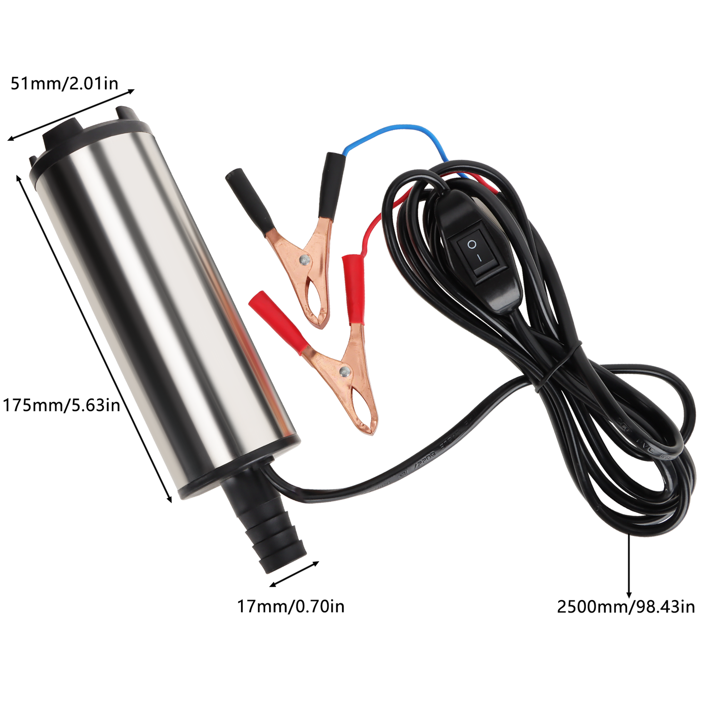 12V 60W Mini Oil Extractor Pump, 30L/min Electric Transfer Pump for Water, Diesel, and Oil Changes, Ideal for Cars, RVs, Boats, and Lawn Equipment(Sliver)