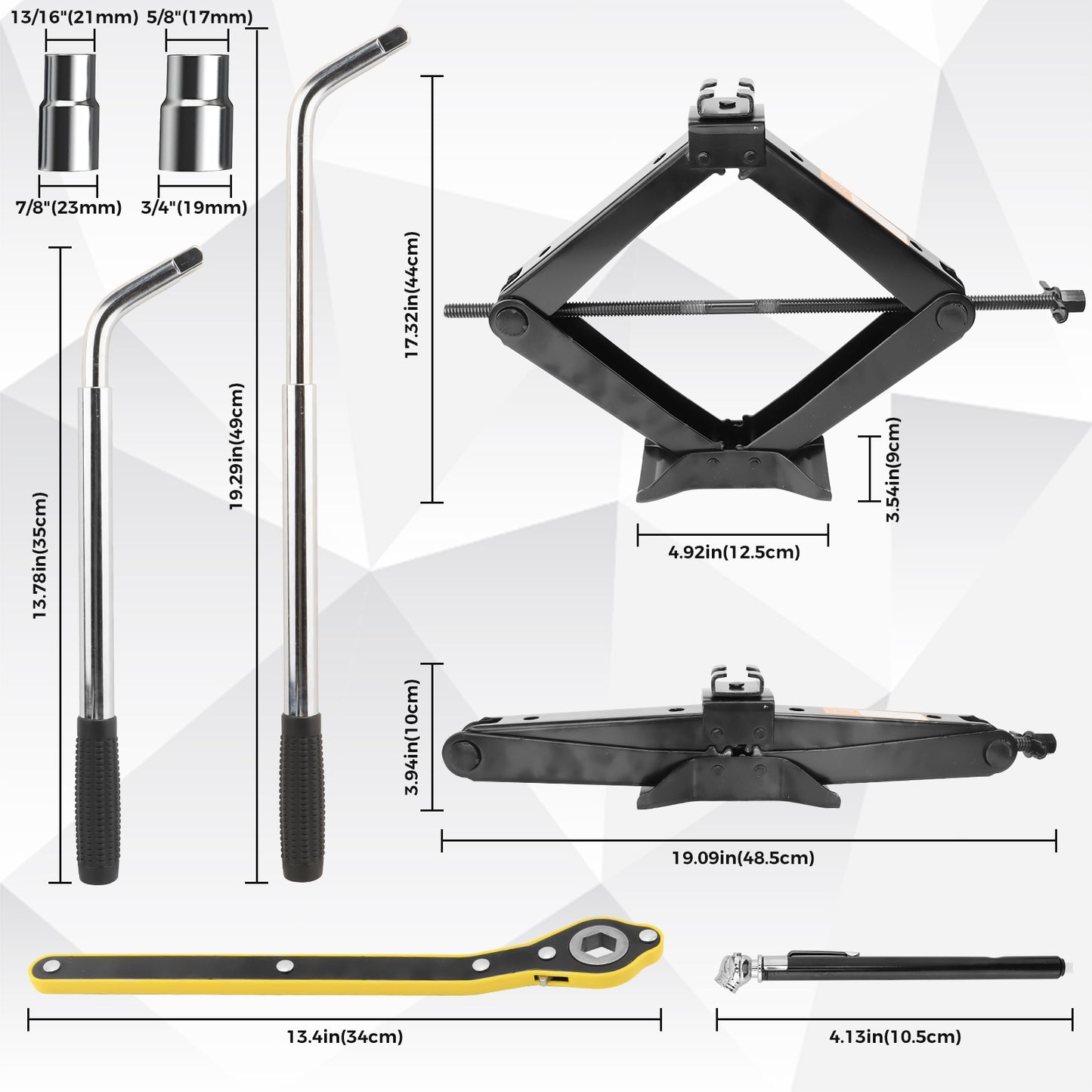 Car Jack Kit Scissor Jack for Car 3 Ton (6610 lbs) Tire Changing Kit with Lug Wrench Car Emergency Kit for Car SUV MPV