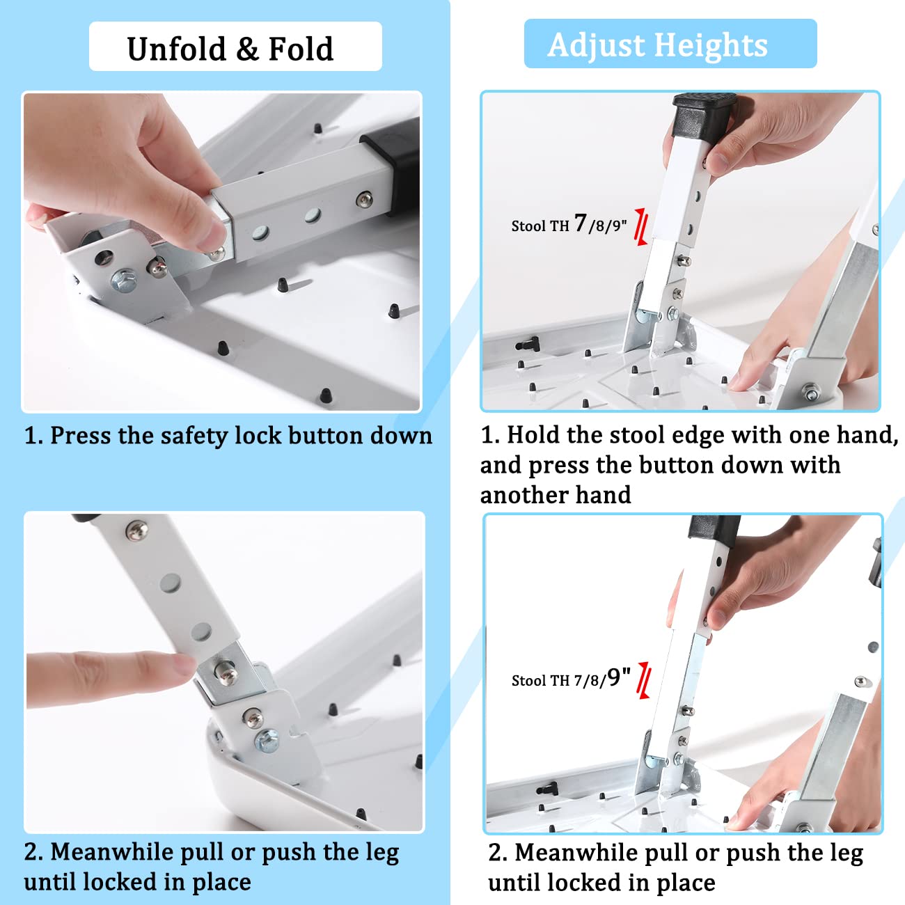 RV Step Stool Folding Platform Step with 19" x 12" Anti-Slip Surface, Rubber Feet, Safety RV Steps for RV, Motorhome, Trailer, SUV, Camper, Supports Up to 1000 lbs(White)