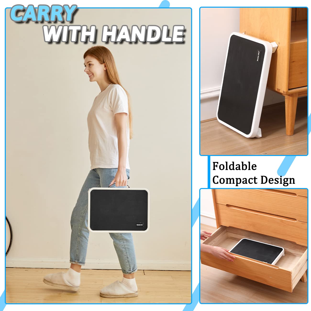 RV Step Stool Folding Platform Step with 19" x 12" Anti-Slip Surface, Rubber Feet, Safety RV Steps for RV, Motorhome, Trailer, SUV, Camper, Supports Up to 1000 lbs(White)