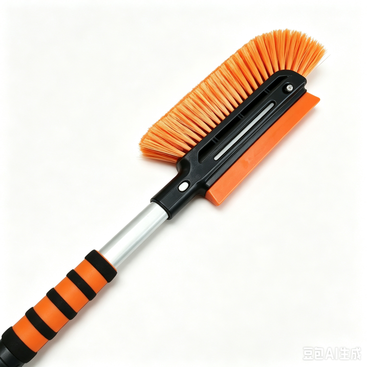 27" Snow Brush for Car Windshield, Detachable Snow Scrapers with Ergonomic Foam Grip for Cars, Trucks, SUVs (Heavy Duty ABS, PVC Brush, Orange)