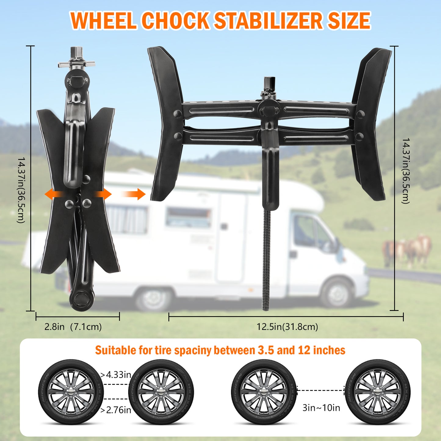 Camper Wheel Chock Stabilizer 2 Sets for RV Travel Trailer Heavy Duty X-Shaped RV Stabilizer Wheel Chock Anti-Move Tire Wheel Chock