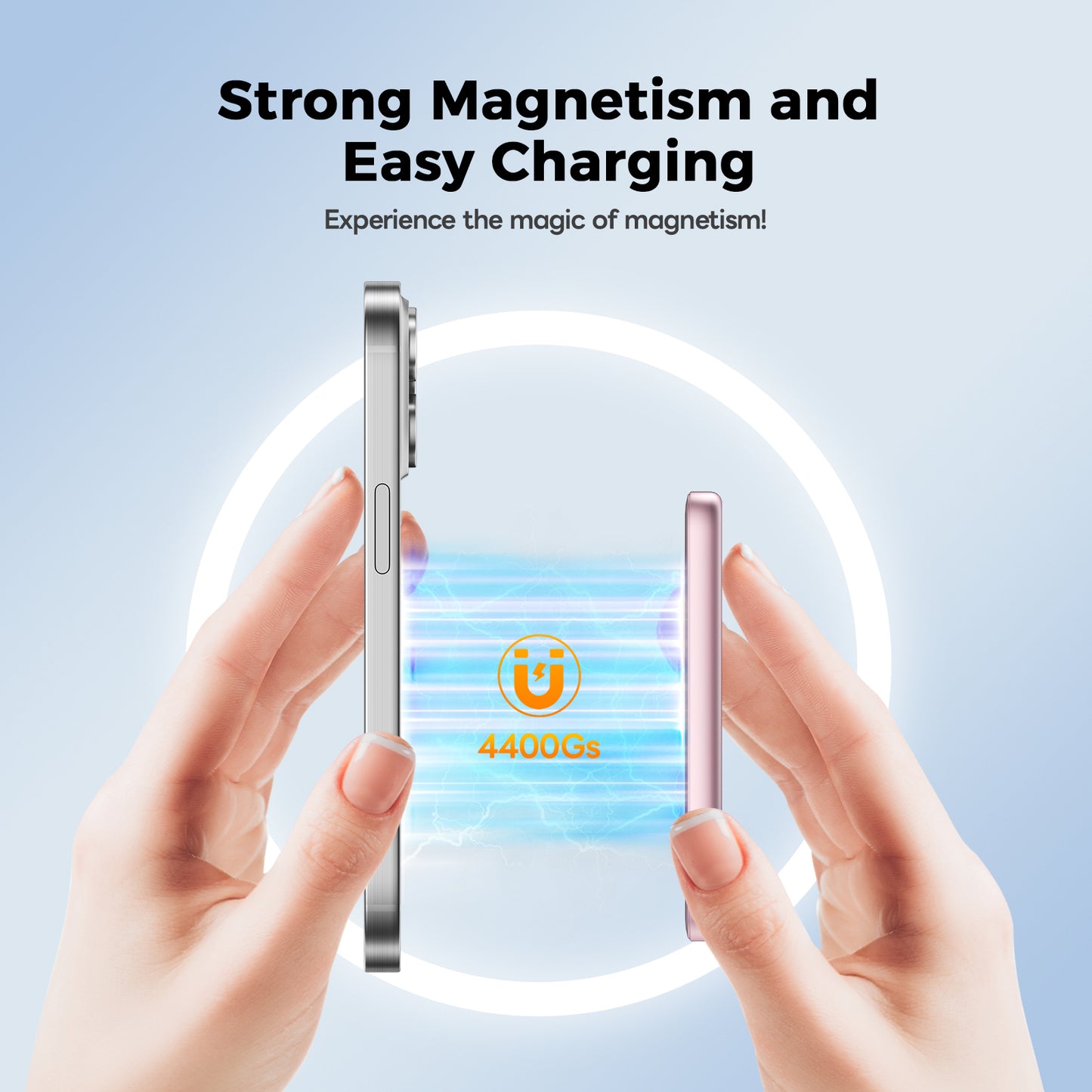 Magnetic Portable Charger, Ultra Slim 5,000mAh Wireless Portable Charger with USB-C Cable, Fast Charging WirelessMagsafe-Compatible Charger for iPhone 16/15/14/13/12—Pink