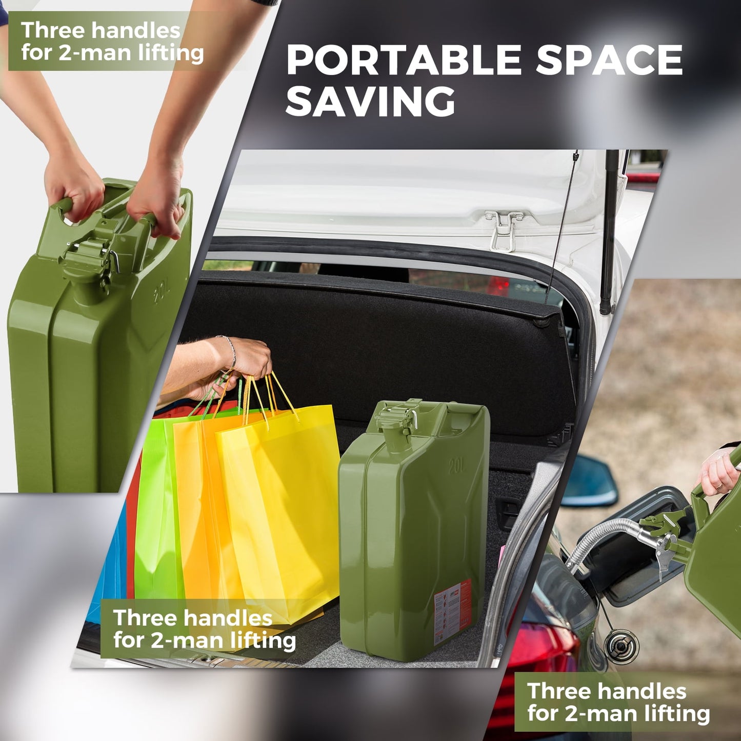 5 Gallon 20L Metal Gas Tank Can (US Stardard) Gas Can Power Emergency Backup Tank with Flexible Spout Yellow