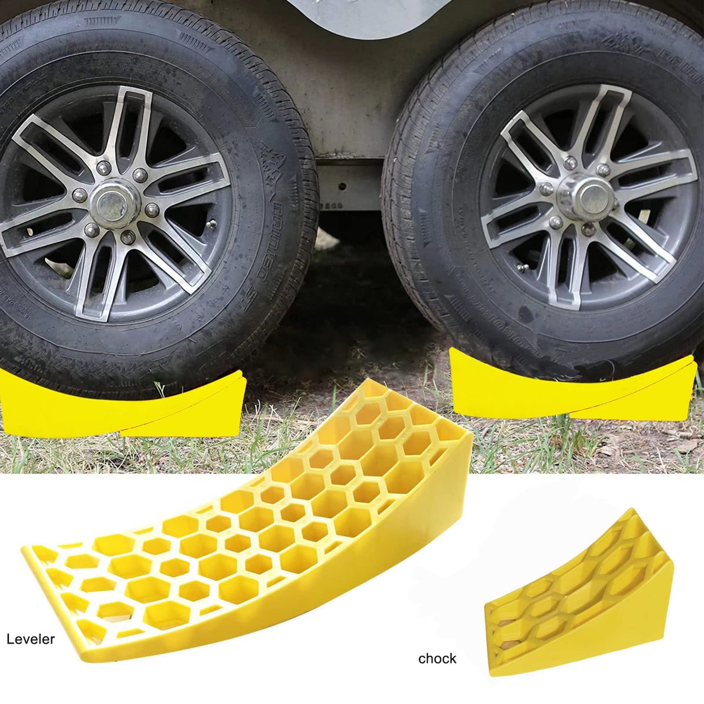 Camper Leveler 2 Pack,Rv Accessories for Travel Trailers  RV Leveling Blocks Ramps Kit for Travel Trailer