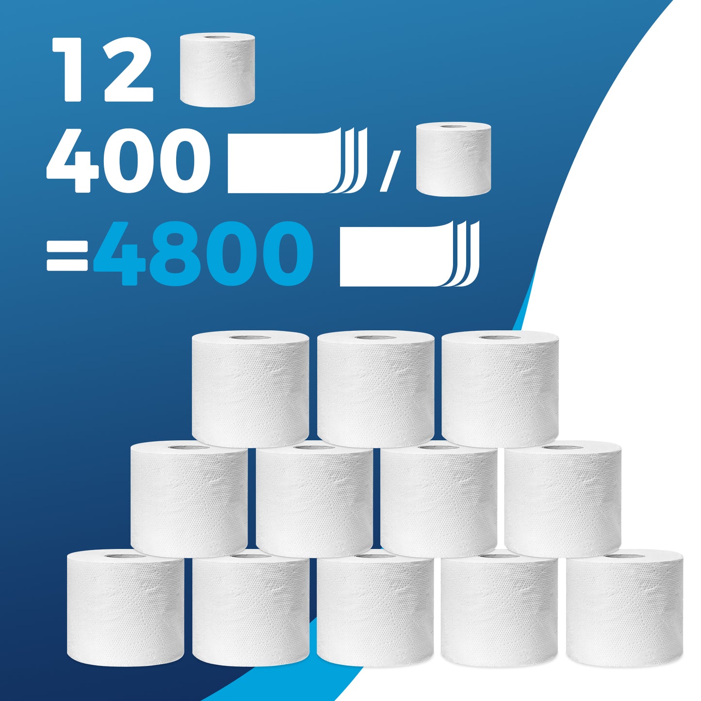 RV Toilet Paper, Septic Tank Safe- 12 Rolls,2-Ply 400 Sheets - Fast Dissolve Bath Tissue for Camping, Marine, RV Holding Tanks, Biodegradable