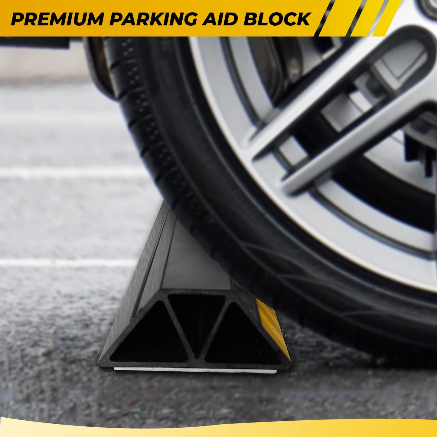 18" 2 Packs Heavy Duty Parking Stopper for Garage, Parking Gadgets Protects Car, Parking Aid Easy to Install 2 PCS, 18" L x 3.7" W x 1.8" H