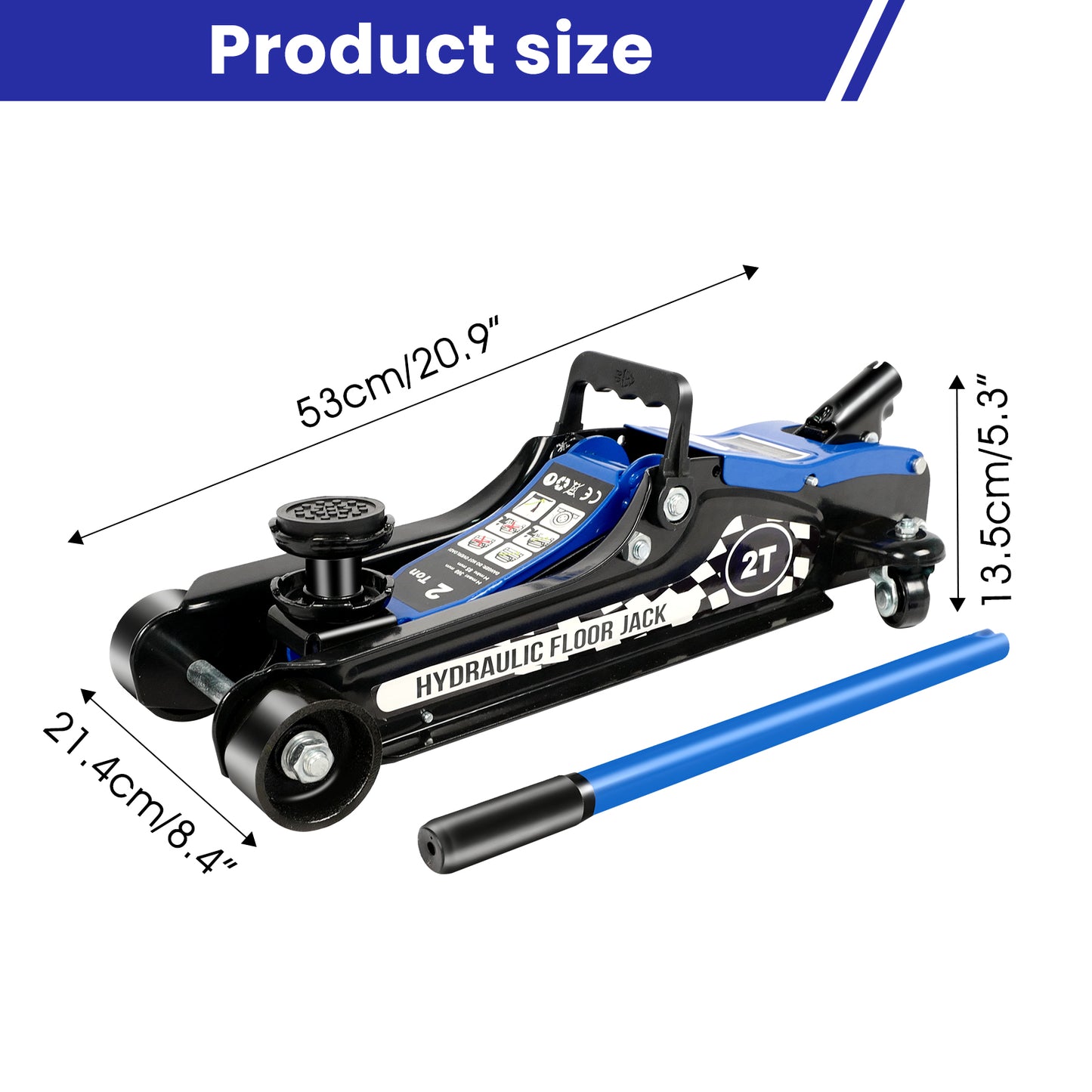 Floor Jack,3Ton/6600lbs Low Profile Floor Car Jack,dual Piston Quick Lift Pump,Lifting Range 75mm/2.95"-460mm/18.11",Blue