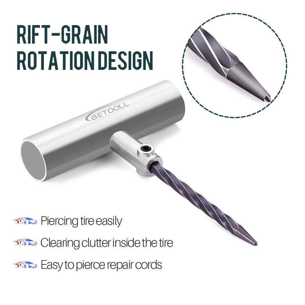 32 Pcs Professional  Tire Repair Kit,Heavy-Duty Universal Plug & Patch Kit for Tubeless Tires, with T-Handle Tool for Car, Truck, Motorcycle, RV and More