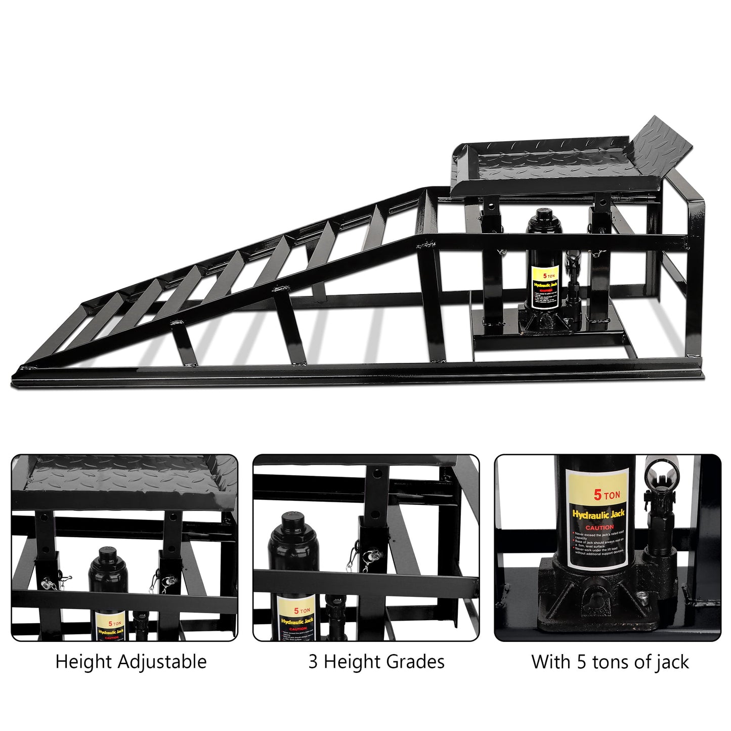 Lafati 2PCS 5T 10000lbs Hydraulic Car Ramps - Heavy Duty Steel Construction for Home Garage & Professional Use