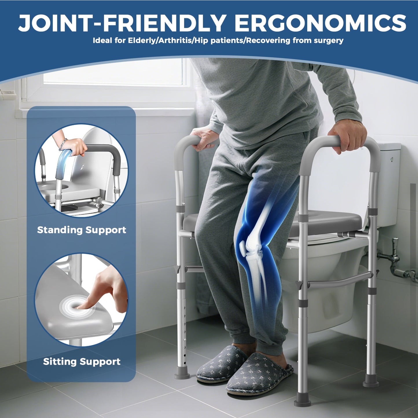 Toilet Seat Risers for Seniors, Width and Height Adjustable Raised Toilet Seat with Handles, Fit Elderly, Pregnant, Handicap Toilet Seat for Any Toilet Riser Heavy Duty up to 330lbs