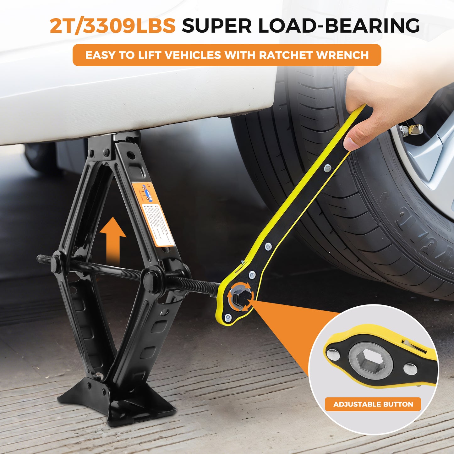 Car Jack Kit Scissor Jack for Car 2 Ton (4409 lbs) Tire Jack Tool Kit Universal Car Emergency Kit with Lug Wrench Tire Changing Kit for Car SUV