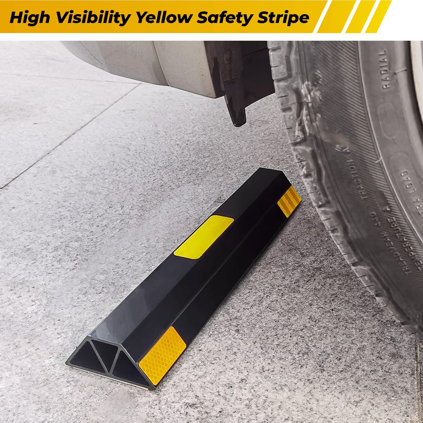 18" 2 Packs Heavy Duty Parking Stopper for Garage, Parking Gadgets Protects Car, Parking Aid Easy to Install 2 PCS, 18" L x 3.7" W x 1.8" H