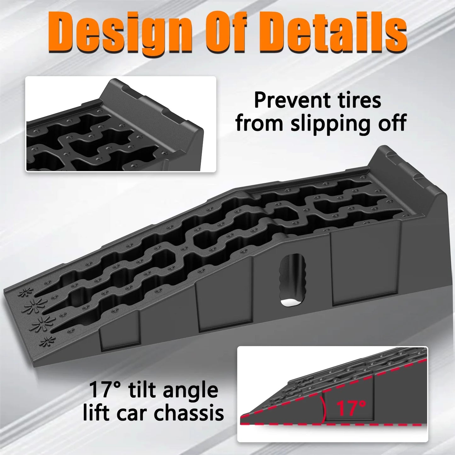 Lafati Vehicle Ramp Set of 2 Universal Drive-On 2-Stage Incline Ramps, 2Ton (4500 lb) Lifting Capacity, Nestable & Portable Auto Service Ramp