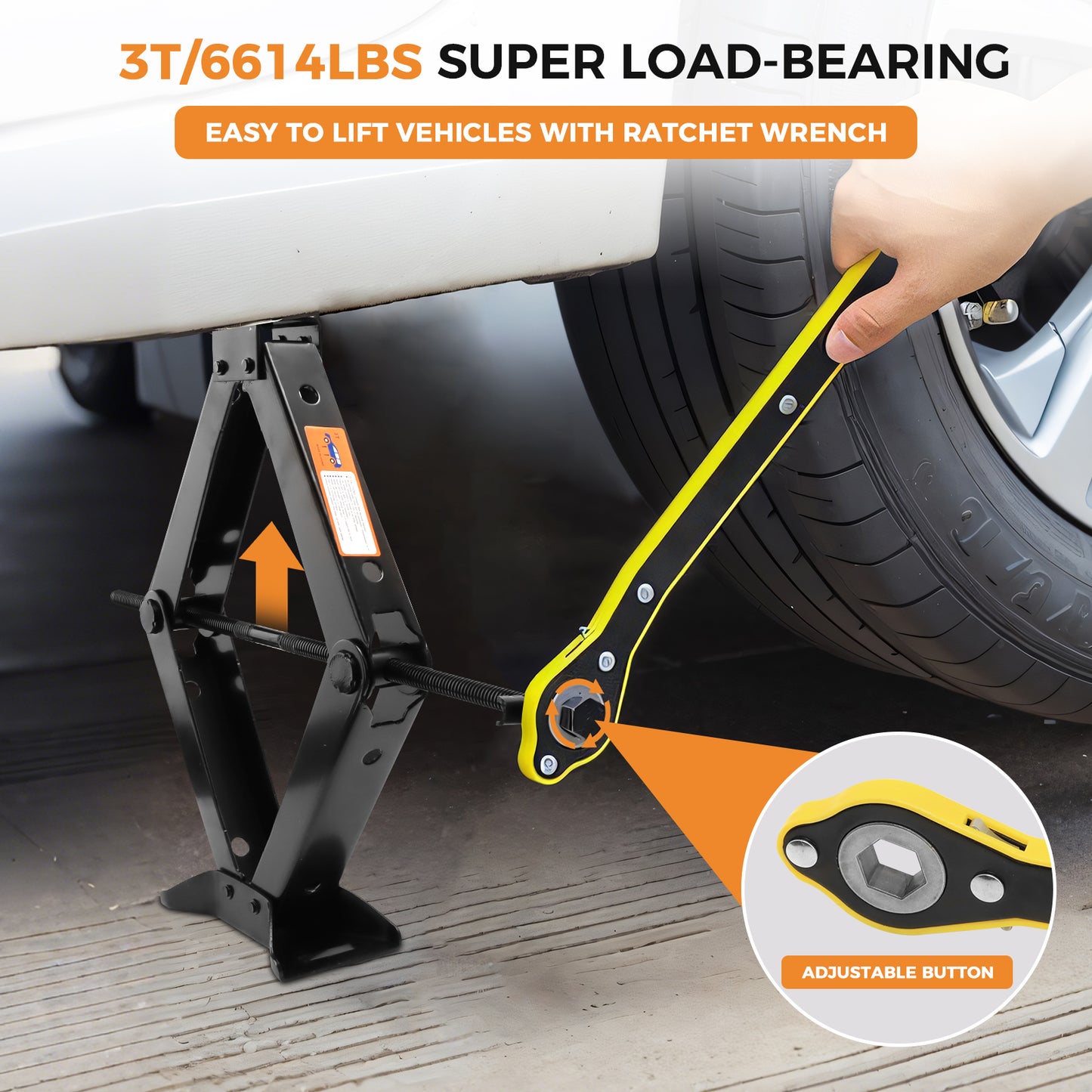 Car Jack Kit Scissor Jack for Car 3 Ton (6610 lbs) Tire Changing Kit with Lug Wrench Car Emergency Kit for Car SUV MPV