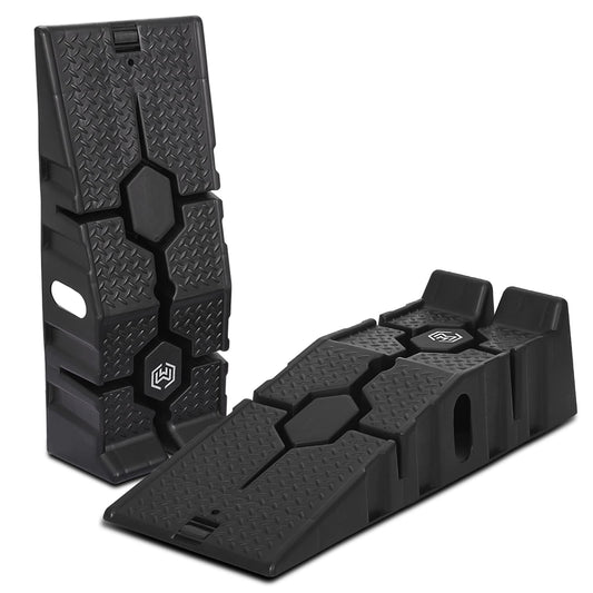 Vehicle Ramp Set of 2 Universal Drive-On 2-Stage Incline Ramps, 2Ton (4500 lb) Lifting Capacity, Nestable & Portable Auto Service Ramp