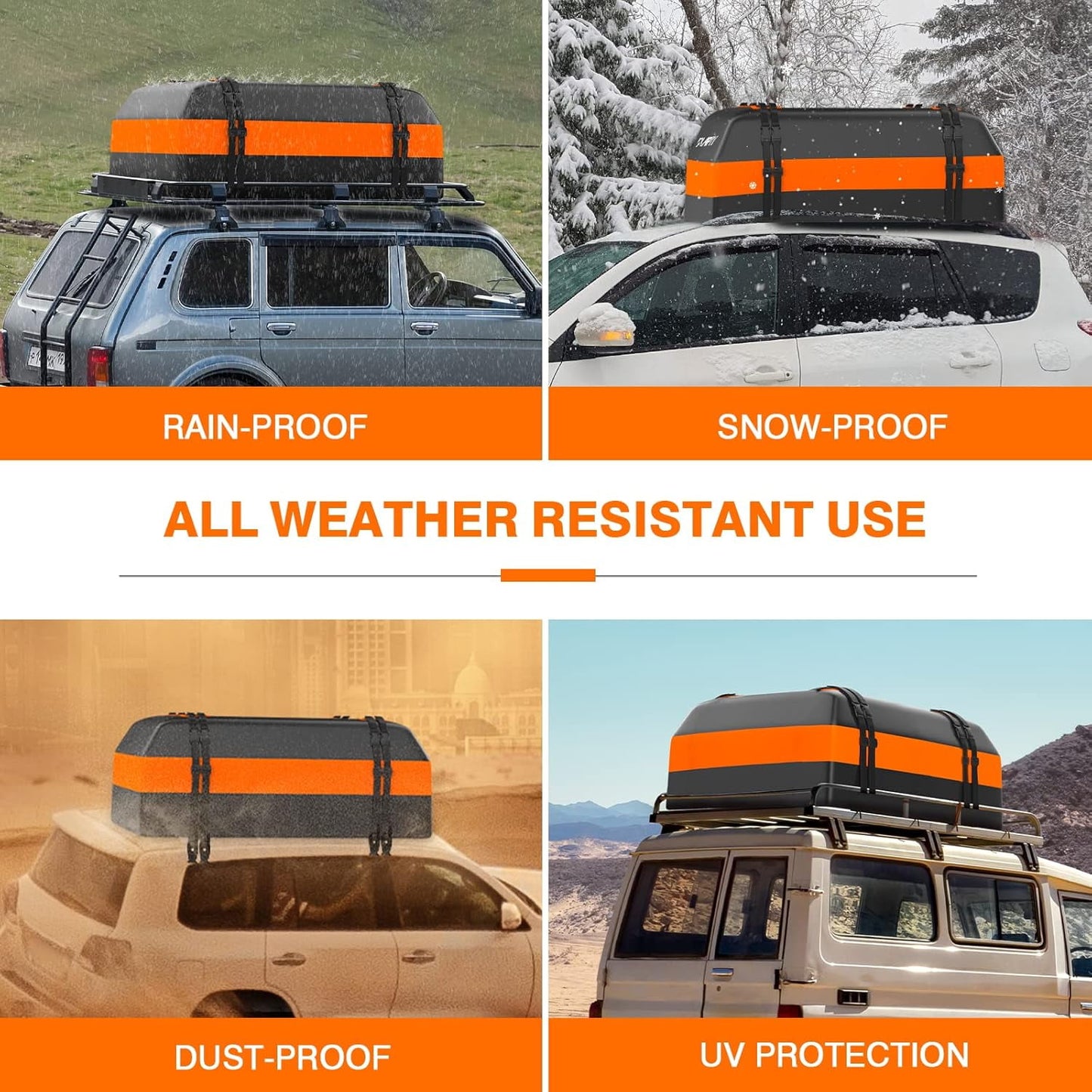 Car Rooftop Cargo Carrier - 21 Cubic feet, 100% Waterproof Heavy Duty 840D Car Roof Bag for All Vehicles with/Without Racks -Slip Mat + Reinforced Straps + 6 Door Hooks + Luggage Lock