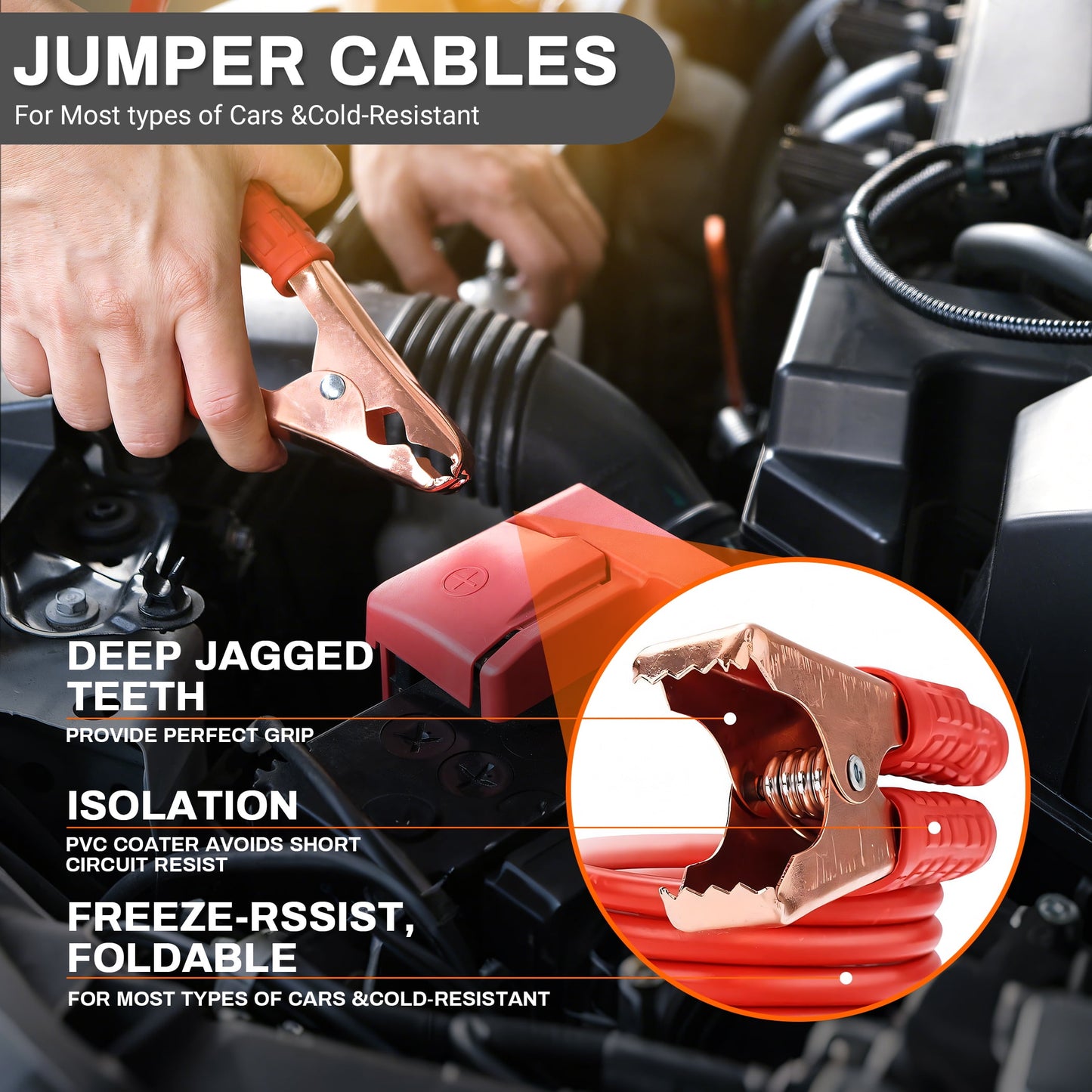 Roadside Emergency Car Kit, Car Emergency Kit with Jumper Cables, Portable Air Compressor, Tow Strap, Tool Kit, Reflective Warning for Trianglefor Travel Camping