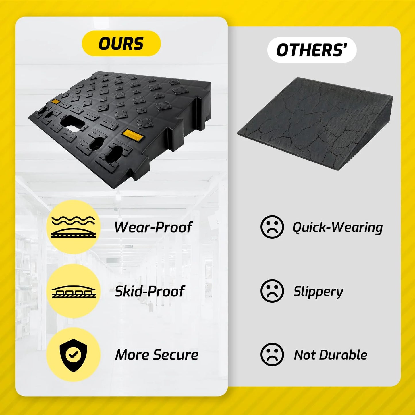 4" High 2 PCS Driveway Curb Ramps,Rubber Curb Ramps  for Sidewalk Lawn Mower Cars Wheelchairs Pet Mobility,Load Capacity 6600 lbs