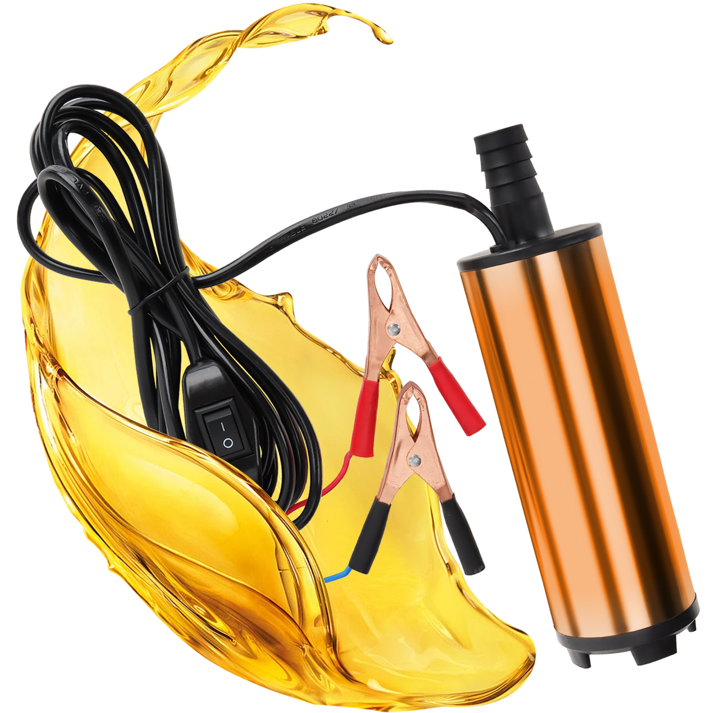 12V 60W Mini Oil Extractor Pump, 30L/min Electric Transfer Pump for Water, Diesel, and Oil Changes, Ideal for Cars, RVs, Boats, and Lawn Equipment(Gold)