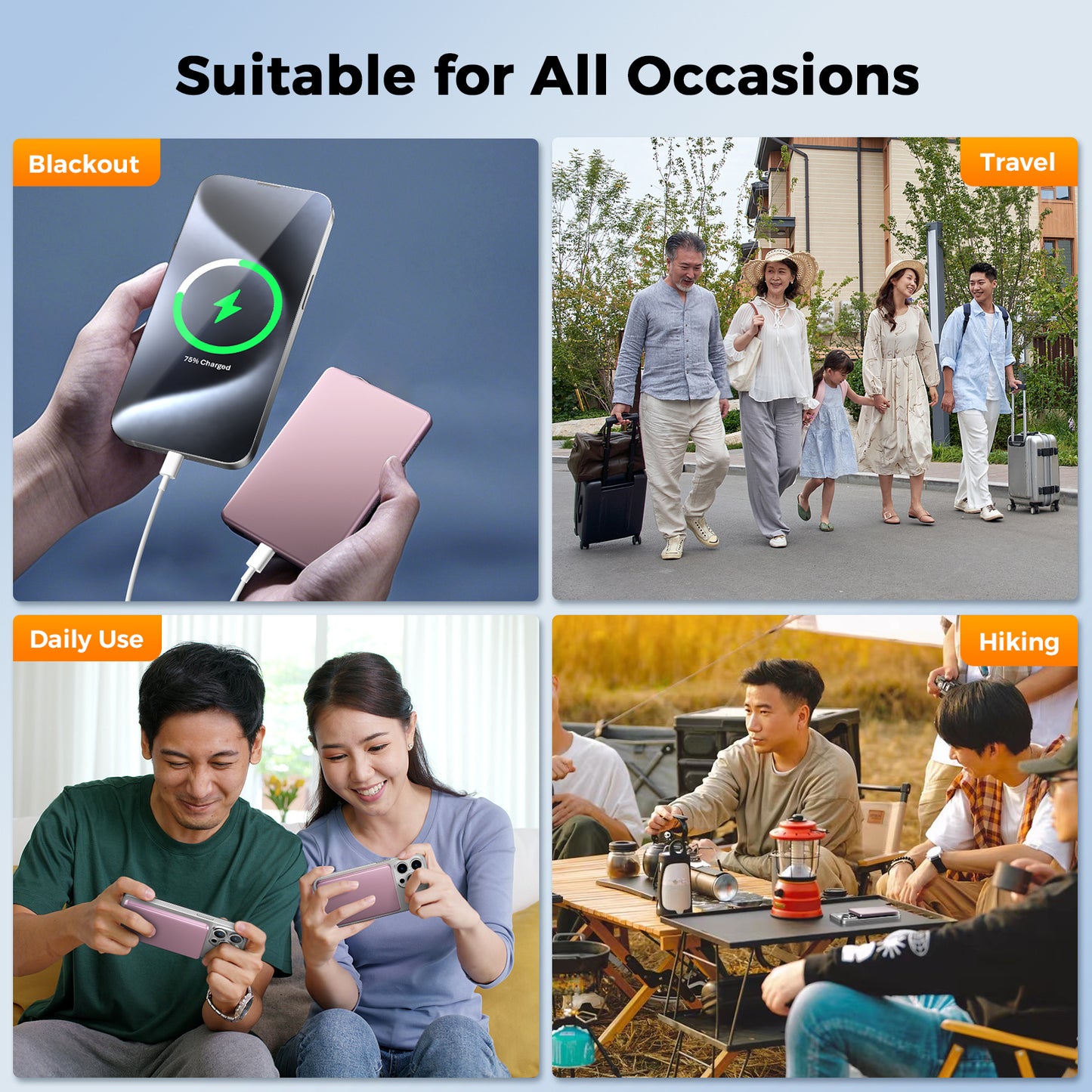 Magnetic Portable Charger, Ultra Slim 5,000mAh Wireless Portable Charger with USB-C Cable, Fast Charging WirelessMagsafe-Compatible Charger for iPhone 16/15/14/13/12—Pink