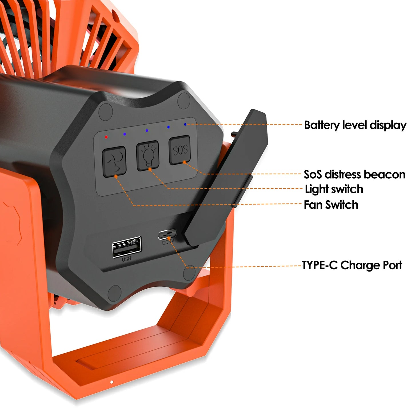 Camping Fan with LED Lantern, 10000mAh Rechargeable Portable Tent Fan with Remote Control, Power Bank, 180°Head Rotation, Perfect Quiet Battery Operated USB Outdoor Fan for Picnic, Barbecue