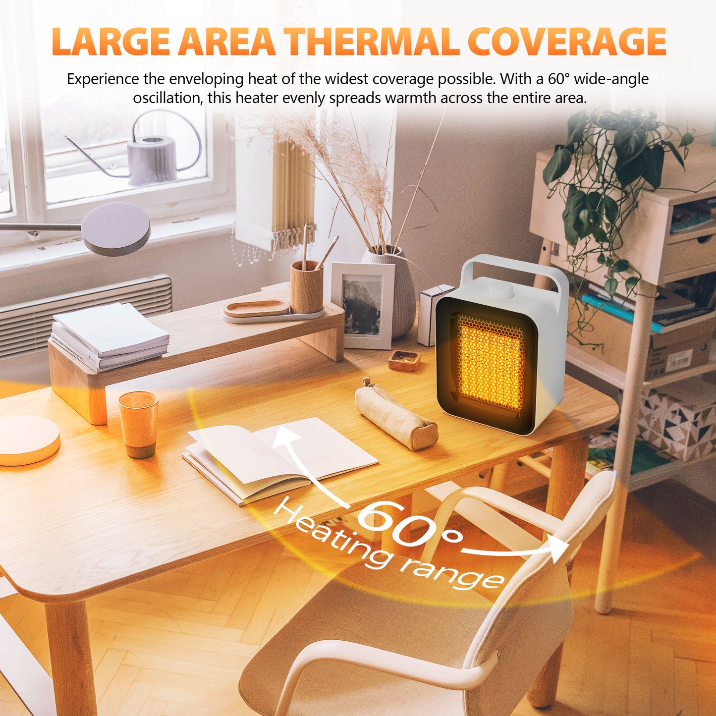 Space Heater, Electric Heater for Indoor Use, Small Portable Heaters for Office Patio Garage Home Use, Mini Desk Ceramic Heaters with Overheat & Tip-Over Protection