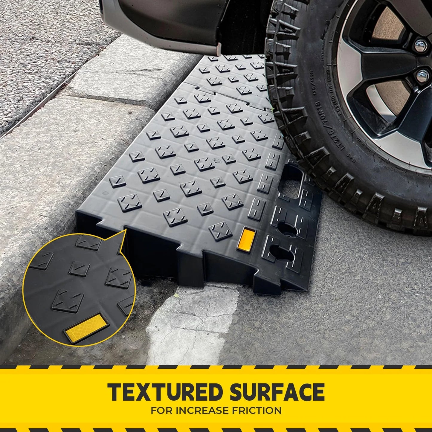 4" High 2 PCS Driveway Curb Ramps,Rubber Curb Ramps  for Sidewalk Lawn Mower Cars Wheelchairs Pet Mobility,Load Capacity 6600 lbs